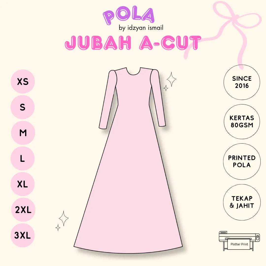 Pola Dress Jubah | Pola Menjahit Jubah - TikTok Shop Malaysia