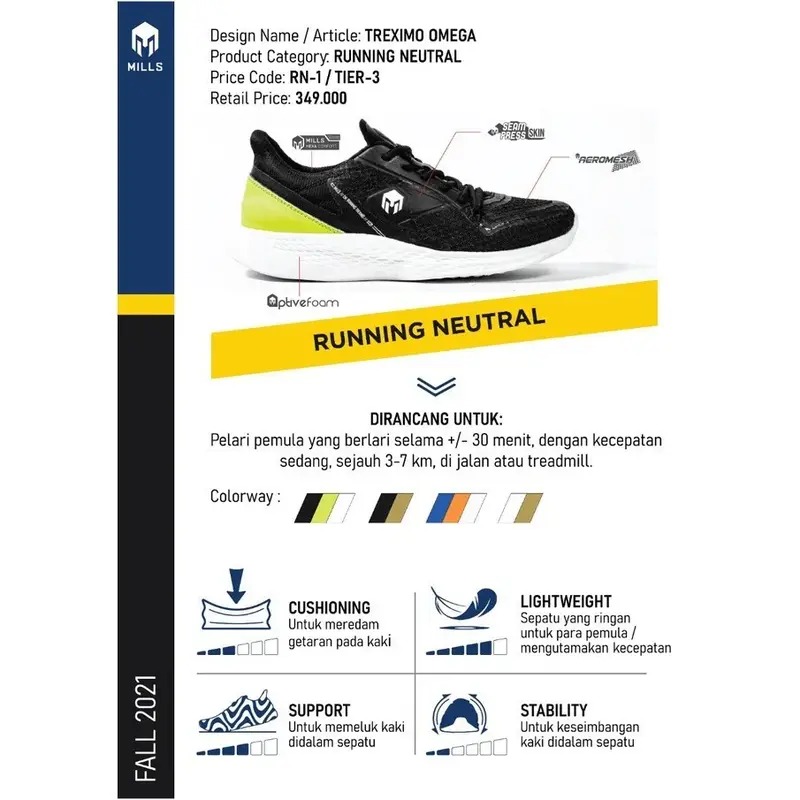 Sepatu Lari Running Mills Treximo Omega Original 3