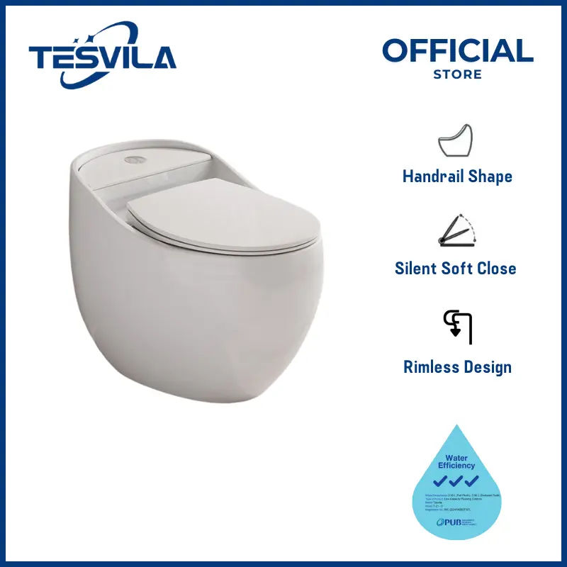 Tesvila T21 Egg-Shaped Toilet Bowl for Bathroom (PUB Approved)