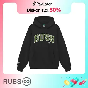 Russ Sweater Hoodie Pria Oldskull Black ( Up To Big Size ) Fleece Nyaman Bordir Casual Hitam