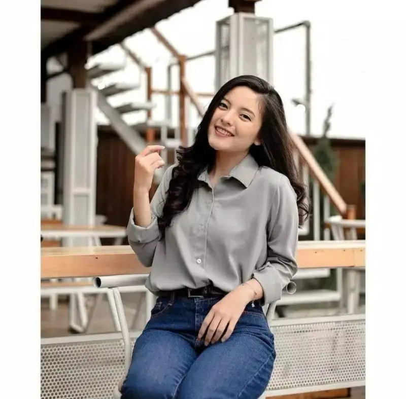 Baju Atasan Kemeja Basic Wanita Lengan Panjang Formal - Casual 6