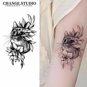 Hình Xăm Tạm Thời, Hình Xăm Mèo Dễ Thương, Lâu Trôi (15 Ngày), Không Thấm Nước (Chống Bẩn), Miếng Dán Hình Xăm