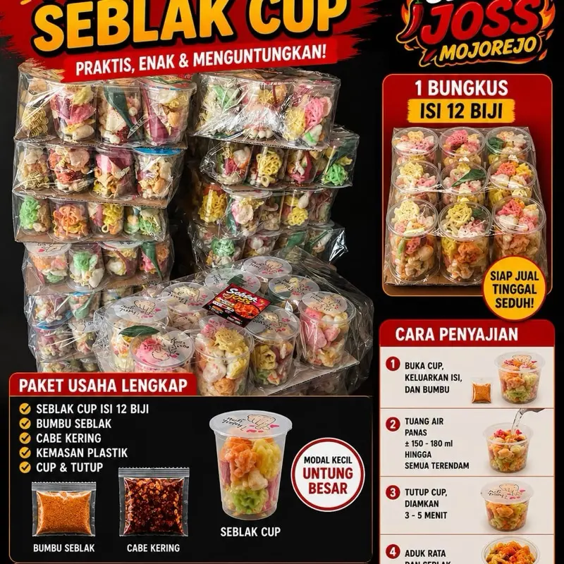 PAKET USAHA SEBLAK KERING GELAS 12oz ISI 12pcs