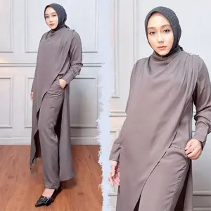 MOZHA SHAFURA. Cloth - VELIZHA One Set Setelan Tunik Wanita Atasan dan Bawahan Celanan Panjang Karet Bahan Emily Halus Lembut Nyaman Resleting Busui Wudhu friendly Formal Casual Elegant