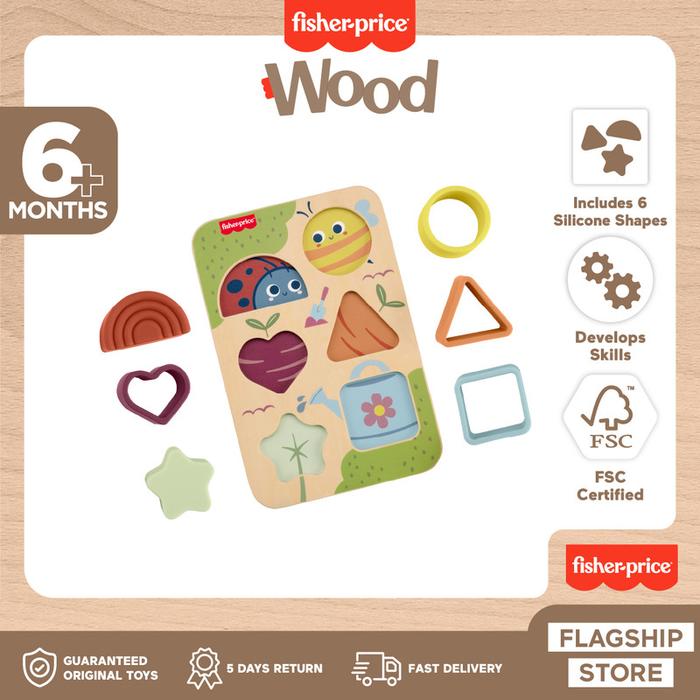 Gambar Fisher-Price Wood Baby Toy Sort and Grow Puzzle Silicone - Mainan Edukasi Anak Balita dari fisherpriceflagship Kota Tangerang Tokopedia