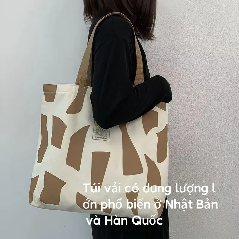 Túi Vải Bố, Dung Lượng Lớn, Tote Đi Lại, Thích Hợp Đi Làm, Đeo Một Bên Vai, Dễ Phối Đồ, Túi Sinh Viên Nghệ Thuật Chữ Nhật Nữ Đeo Vai Bag Hình Chữ Nhật 2