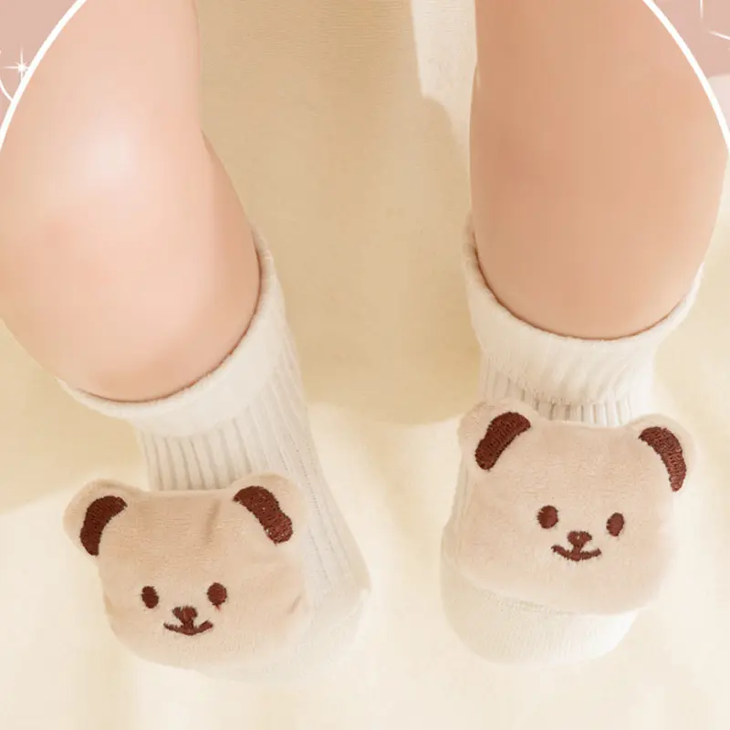 Vớ Trẻ Em Bé Prewalker, Thiết Kế Hoạt Hình Dễ Thương, Chống Trượt, Ống Giữa, Làm Bằng Bông, Thích Hợp Cho Trẻ Em, Vớ Đi Trong Nhà 4