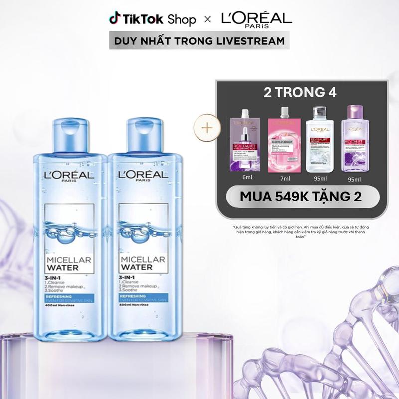 VB Bộ sản phẩm gồm: 2 Nước Tẩy Trang Micellar tươi mát da Refreshing 400ml