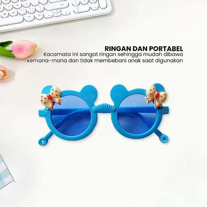 Kacamata Fashion Anti Radiasi Kacamata Anak Mouse Pita Imut Sunglasses 3