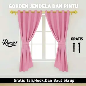 GRATIS ONGKIR!! TIRAI Gorden Minimalis Pintu dan Jendela Motif Polos Hordeng Bahan Lembut Awet Tahan Debu Aesthetic Gratis Tali Hook Dan Baut Skrup