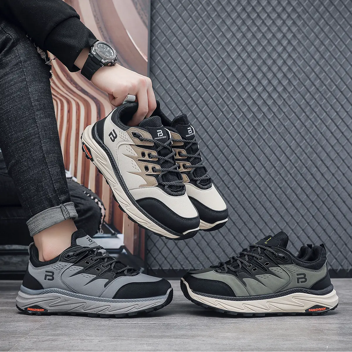 PANARYBODY  Sepatu Sneakers Pria Sporty Sepatu Pria Kasual Walker Sneakers Sepatu Cowok Hangout Sepatu Cowok Bertali Nyaman QN351