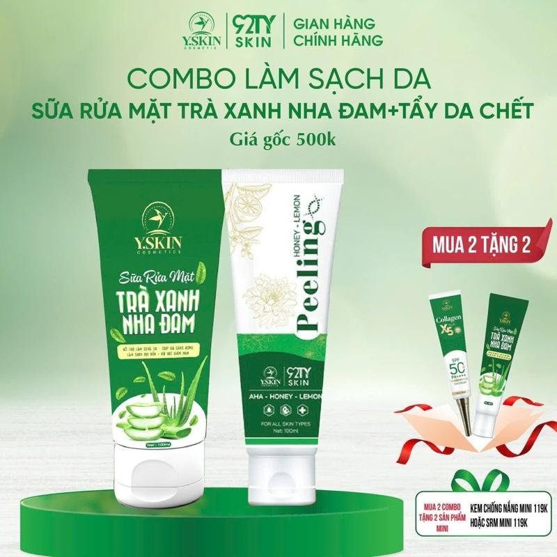 [Mua 1 tặng 1  ) Combo Sữa Rửa Mặt + Tẩy da chết mật ong  - Thương  Hiệu [Y.SKIN][( Tặng Son nách hoặc srm mini  )