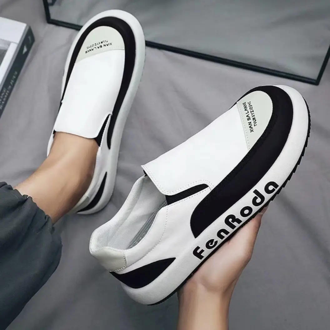 FN CEI C2 Sepatu Slip On Premium untuk Pria dan Wanita - Sneakers, Black and white