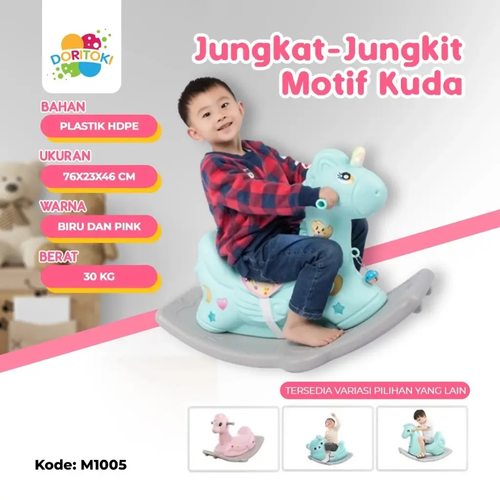 Doritoki Mainan Anak Kuda Kudaan 3in1 Mainan Anak Rocking Horse Mainan Anak Jungkat Jungkit Premium