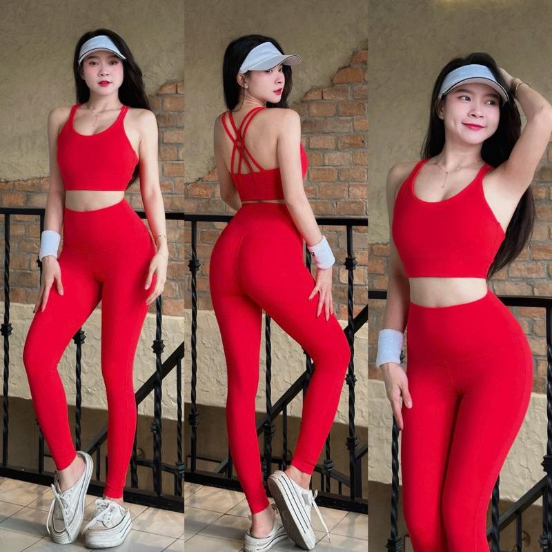  Sét Đồ Tập Gym Yoga Áo Bra Viền Trước Sau 4 Dây Đan Quần Dài Cạp Cao Poly 2da Chạy  Gym sport Tập Yoga. Top bộ thể thao nữ 