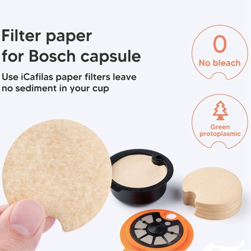 Product Introduction of 100pcs Disposible Paper Filter for Reusable Tassimo Coffee Capsule Protect From Block Keep Capsule for Cleaning 15