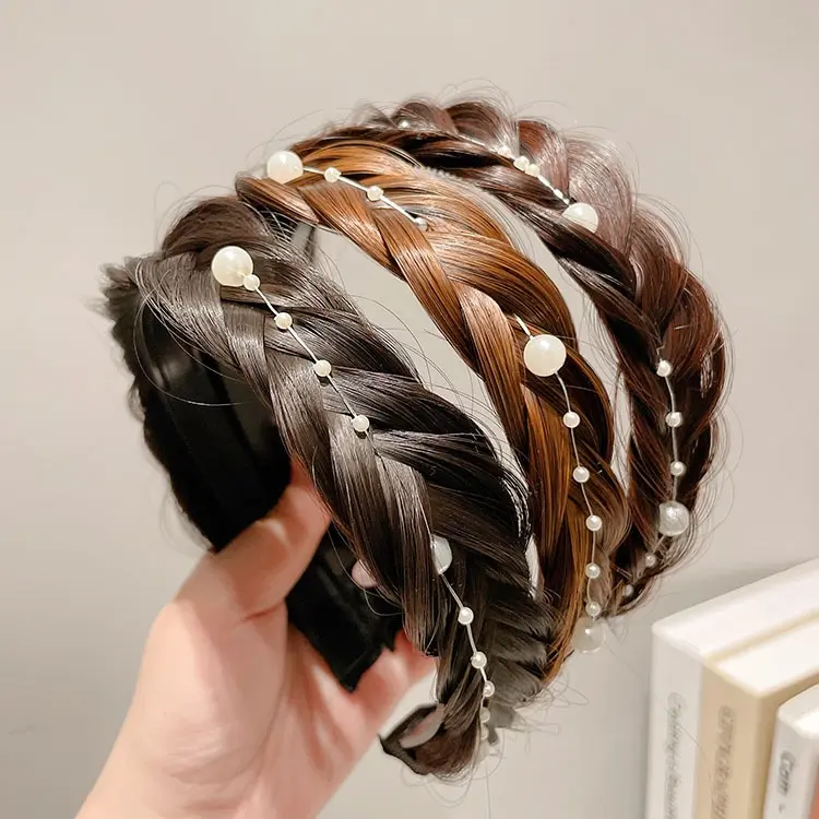 Băng Đô Bện Tóc Giả Rộng Vành, Hàng Mới Về, Bện Xương Cá, Băng Đô Tóc Giả Mở Rộng, Bện Rộng Dày, Băng Đô Xoắn 6
