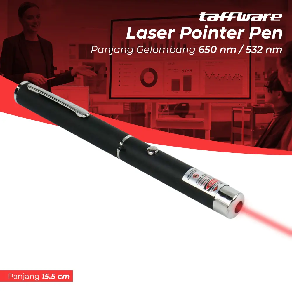 Taffware Laser Pointer Pen Presentasi High Power Baterai AAA - ZY0001 [5mw, Merah]