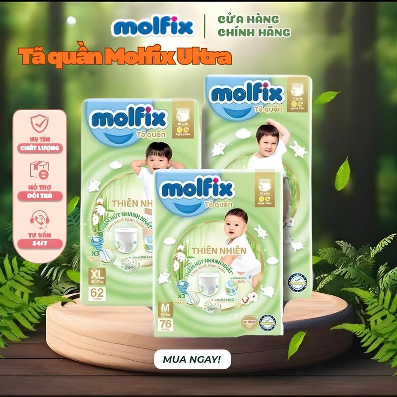 Tã/bỉm quần Molfix gói cực đại tiết kiệm giá tốt đủ size M76/L68/XL62/XXL56 cho…