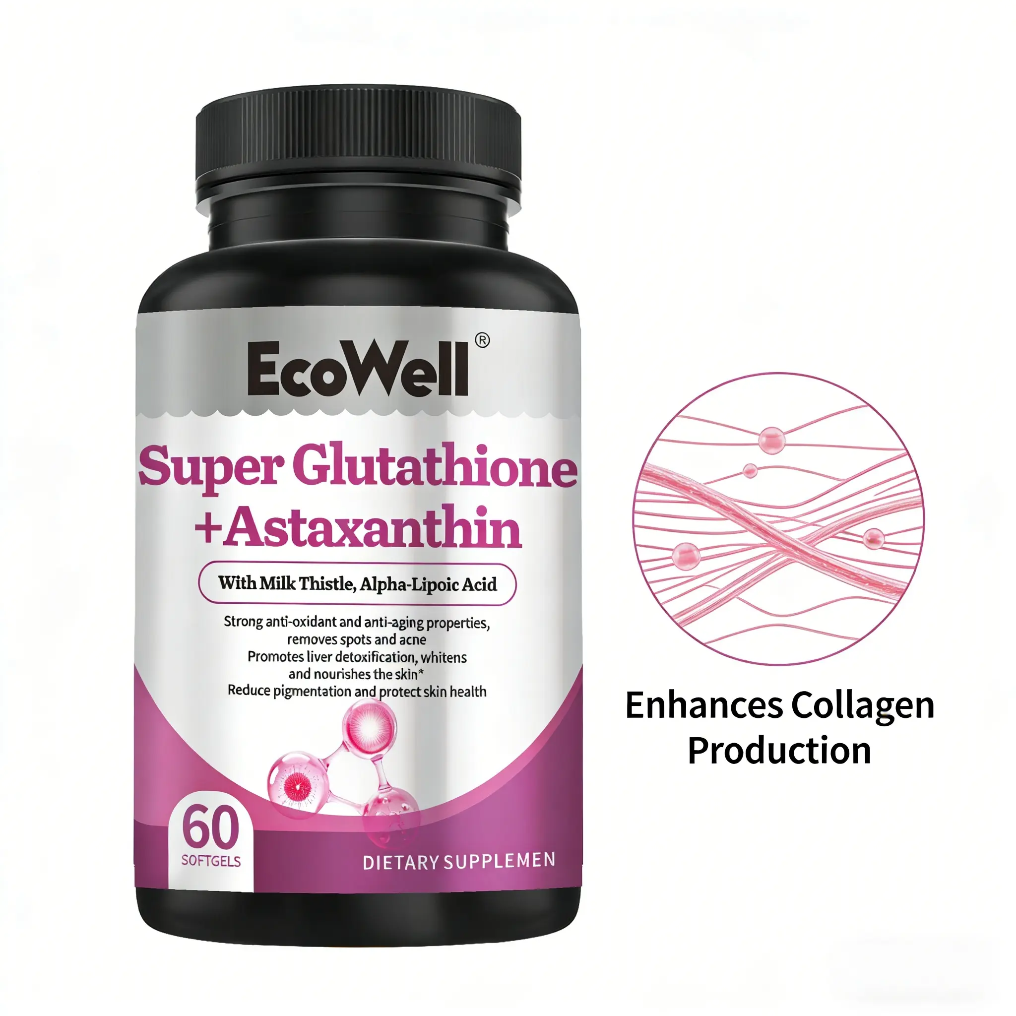 Kapsul Glutathione Astaxanthin, Mengatasi Kulit Kusam, Kombinasi Antioksidan, Memutihkan Flek, Meningkatkan Imunitas, Tanpa Efek Samping, Mudah Menyerap - Shop