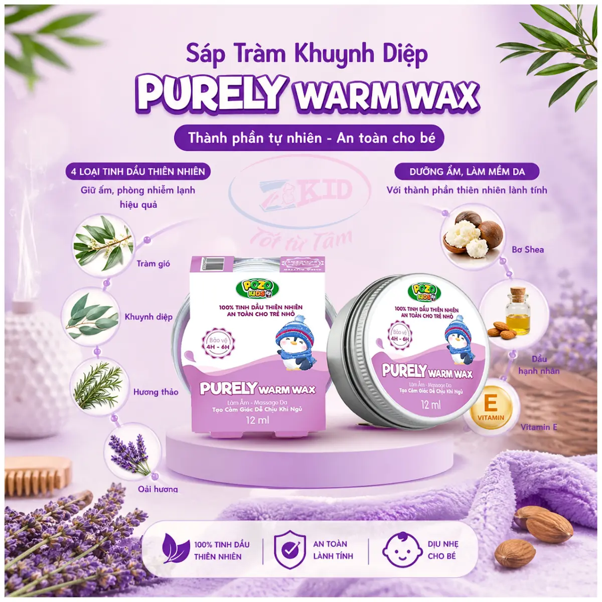Sáp Tràm Khuynh Diệp POZO - Purely Warm Wax - Sáp Giữ Ấm Pozo - Lọ 12ml