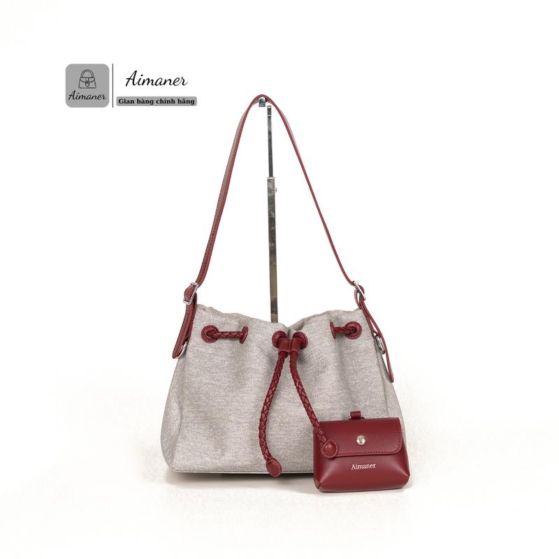   Tặng Túi Mini  Túi Xách Nữ Cỡ Lớn PU Giả Denim Quai Điều Chỉnh Chất Liệu Cao Cấp Thời Trang – Aimaner 5603 