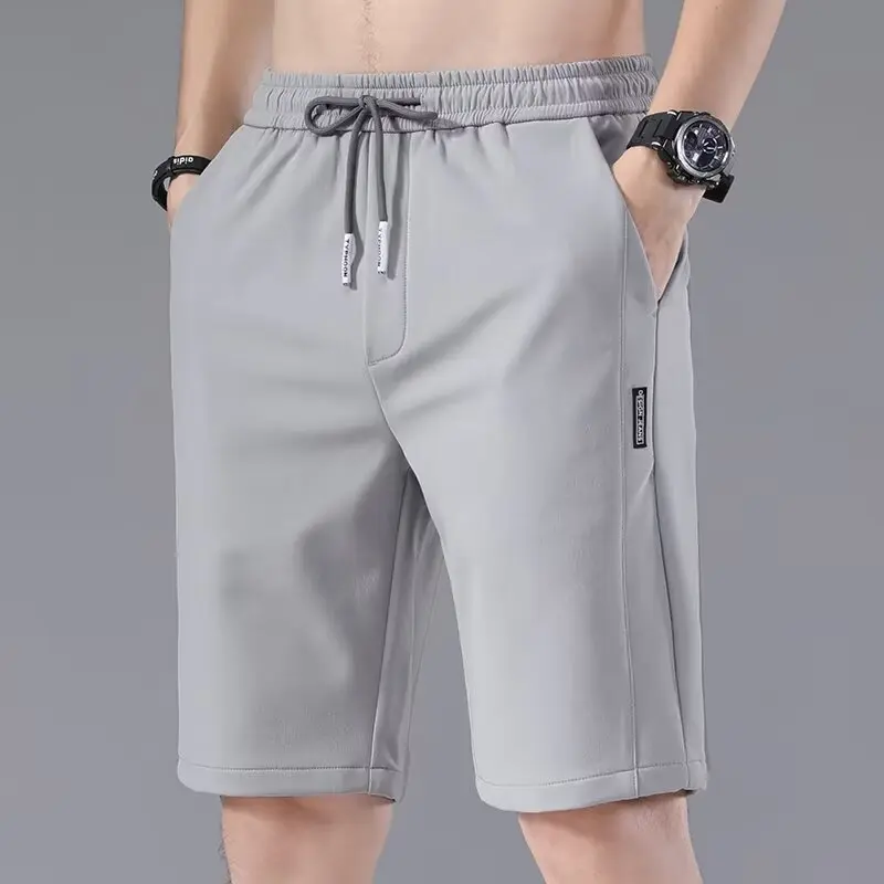 Summer 2025 new ice silk work wear casual pants shorts pants pants men's solid color quick-drying pants.