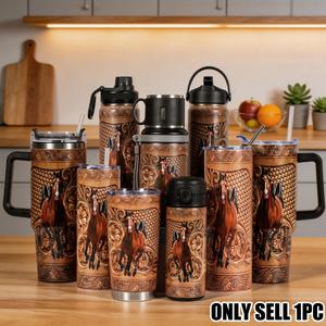 Vaso de 40oz, 1 pieza de regalo, Vaso de acero inoxidable, Aislado y duradero, Con un hermoso diseño de caballo, Regalo perfecto para amantes de los caballos y ecuestres, Ideal para bebidas calientes o frías