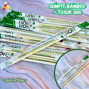 Sumpit Bambu + Tusuk Gigi Ion Steril 50 pasang Sumpit Kayu Higenis