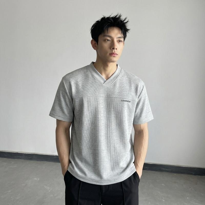 Áo Phông Oversize Cổ V-Neck Dáng Essential - Vải Cotton Gân Chéo Loại 1 Dày Dặn 260gsm Chống Nhăn Chống Co Rút Siêu Tốt - Luminos Brand