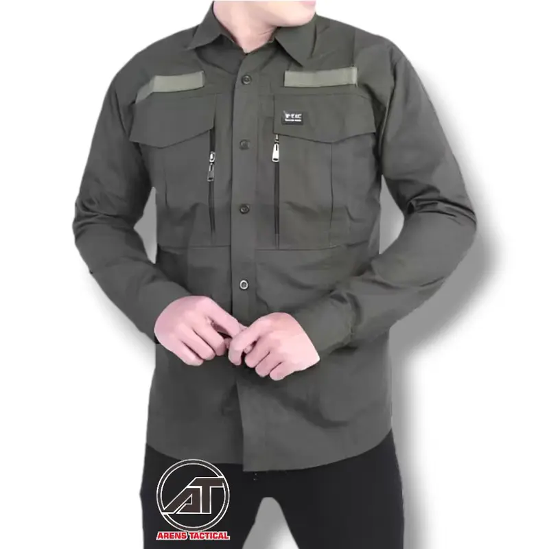 Kemeja tactical wtac lengan panjang ripstop tornado pakaian outdoor Pria Army Hitam Nyaman Putih Basic Cowok 5