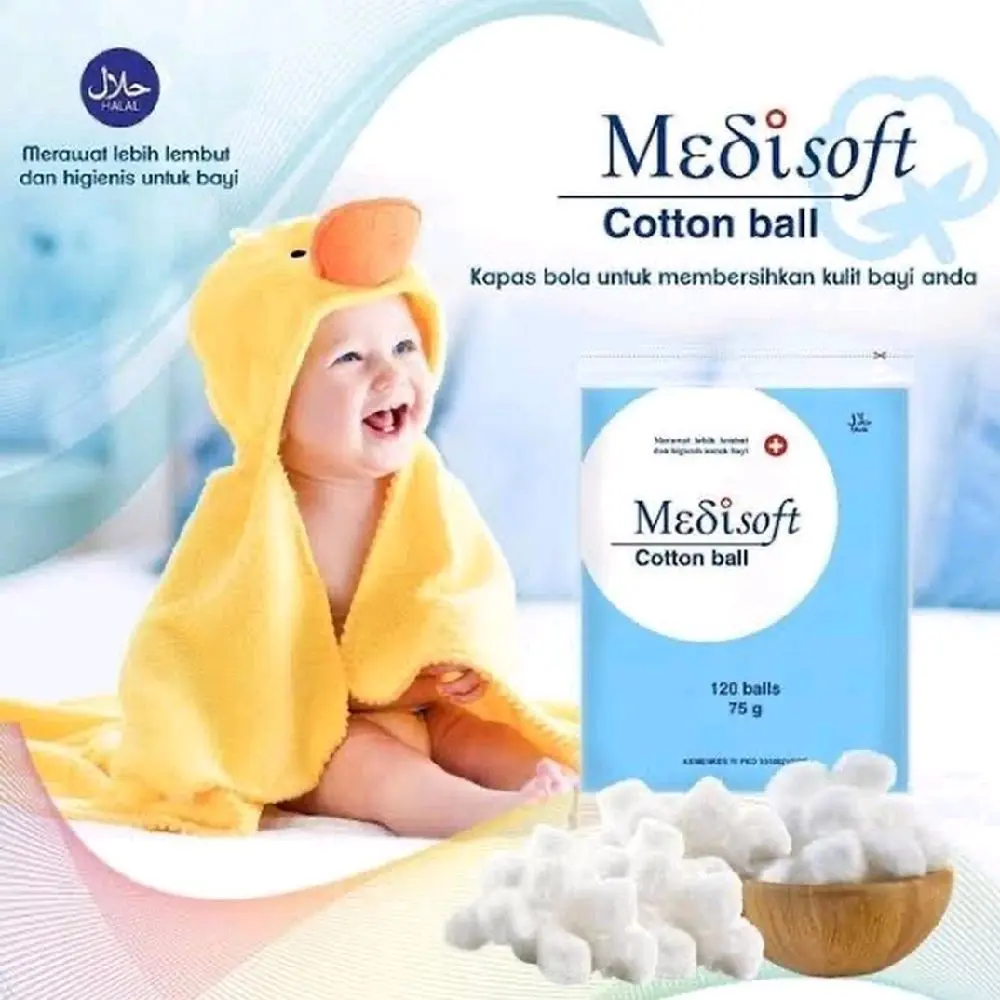 Medisoft Cotton Ball isi 120 bola | Kapas bola Biru