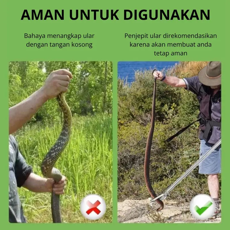 Tongkat Alat Penjepit Serbaguna Untuk Sampah Penangkap Pengait Hook Ular Belut Kepiting Yuyu Snake Tongs Lipat 200cm 120cm Stainless Anti Karat 5