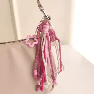 Bag Charm Macrame Rope Cotton Gantungan Tas Tali Katun Kombinasi Tussle SERI 10