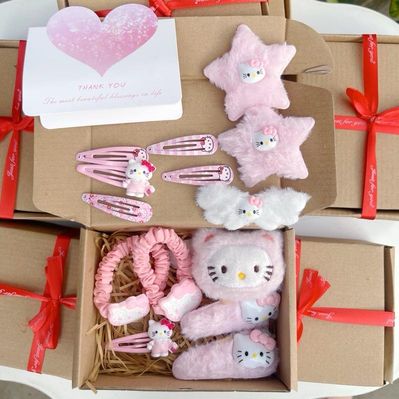 Gói Quà + Thiệp Set 14 Kẹp Tóc Mái Hello Kitty Quà Tặng Cho Bạn Gái