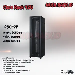 R8042P - STANDING CLOSE RACK 19" 42U DEPTH 800MM PERFORATED DOOR - RACK.iD