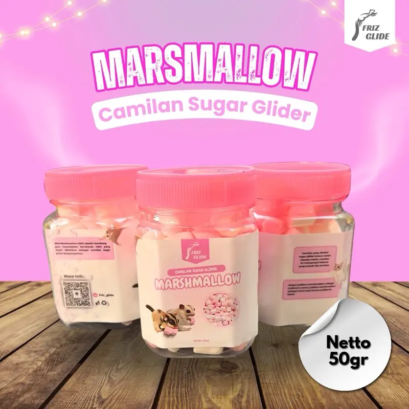 50G SNACK MARSHMALLOW SUGAR GLIDER HAMSTER LANDAK TUPAI TERBANG KUCING 3