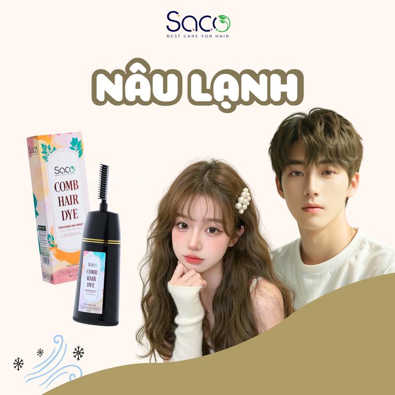  Dầu nhuộm tóc màu Nâu Lạnh SACO Đổi Màu Tóc 