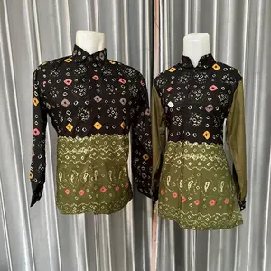 Couple tunik kombinasi toyobo dan kemeja pria jumputan Doby
