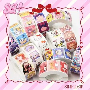 Sticker Tempel Thank You 500 PCS Stiker Tempel Ucapan Terima Kasih Karakter Kartun Lucu Sanrio Journaling Stickers Kertas PlastikST001