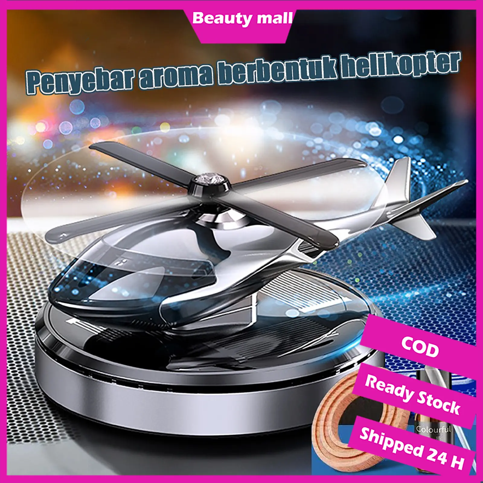 【Siap Stok COD】Mobil Ornamen Energi Surya Pesawat Terbang Helikopter Aromaterapi Parfum Salep Dalam Mobil Bertahan Lama Aroma Cahaya Konsol Tengah Dekorasi Car