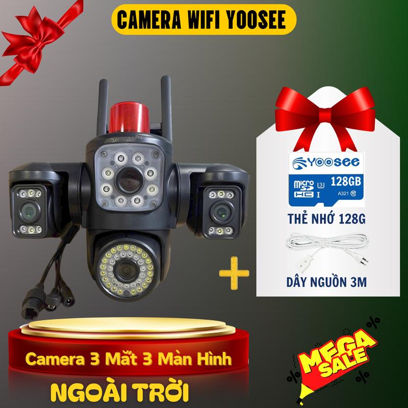   Camera Yoosee x QC   Camera Yoosee 4 Mắt 3 Màn Hình Ngoài Trời F56 Phiên bản mới + THẺ NHỚ 128G 