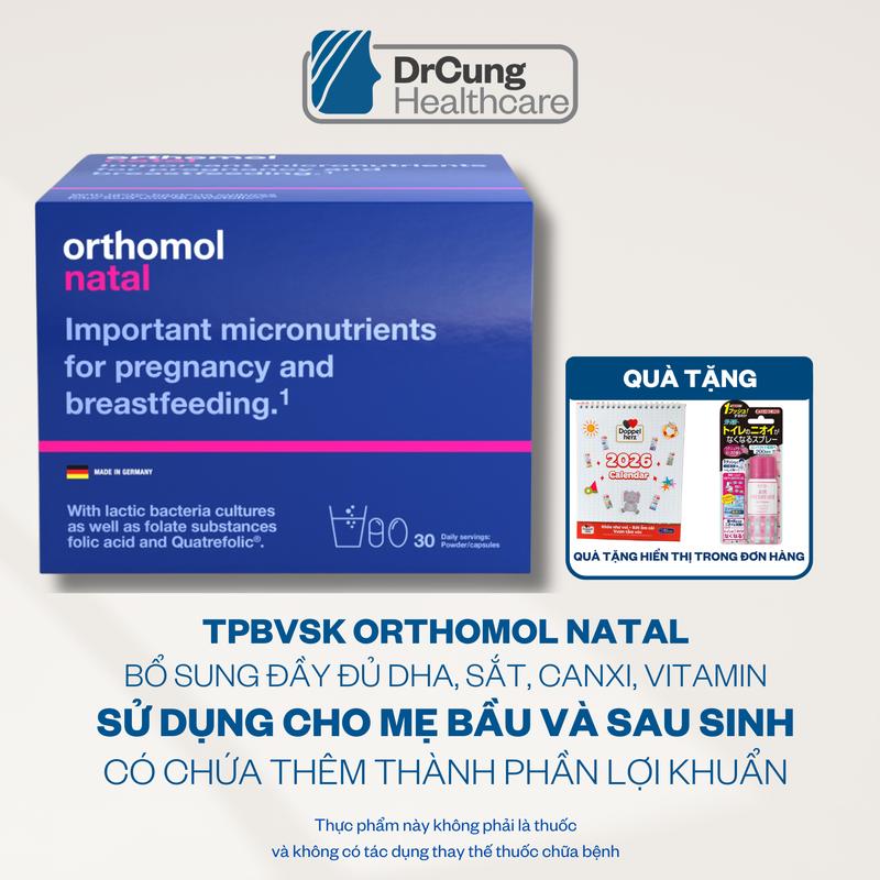  TPBVSK Orthomol Natal Hộp 30 gói Bổ sung Vitamin khoáng chất lợi khuẩn cho phụ nữ bầu và sau sinh QUÀ TẶNG HIỂN THỊ TRONG ĐƠN HÀNG 