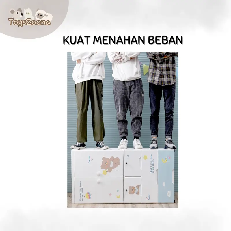 ToysZoona Lemari Plastik Pakaian Laci Susun Plastik Rak Susun Penyimpanan Lemari Pakaian Plastik Furniture 8