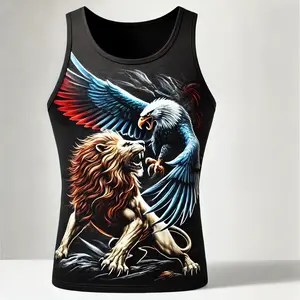 ShopAoi - Singlet Singa Elang Lekbong Koas Tanpa Lengan Hitam Kaos Motif