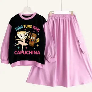 Setelan Anak Baju Anomali Tung Tung Sahur Balerina Capucina Viral Usia 3-12 Tahun Cantik Fashion Celana Bahan Lembut Nyaman untuk Anak Mengaji dan Bermain