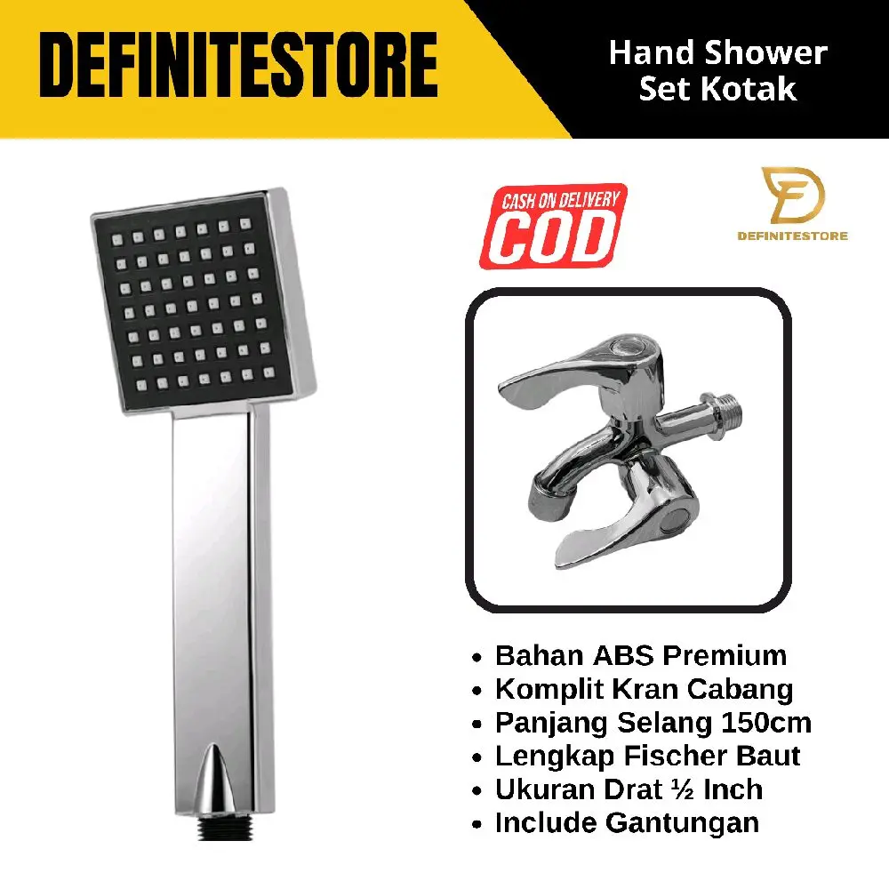 Hand Shower Kamar Mandi Shower Set Mandi Komplit Keran Air Kamar Mandi Kran Set Selang Rain Shower Kotak ABS Premium Chrome 1/2 inch