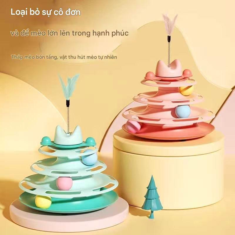 Đồ chơi cho mèo, quả cầu quay tròn tự động cho mèo, dụng cụ đánh lạc mèo siêu hiệu quả, giải tẻ buồn cho mèo, que đánh lạc mèo