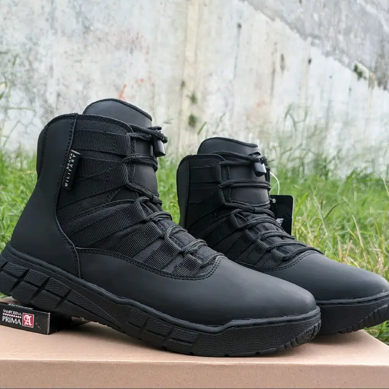 sepatu pdl pdh ninja webing terbaru ankle boots modern formal Hitam Karet Shoes Pria 1