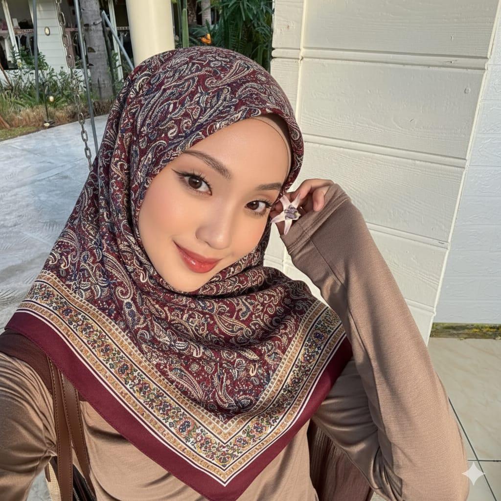 hijab segi empat motif turkey cashmere bahan voal premium